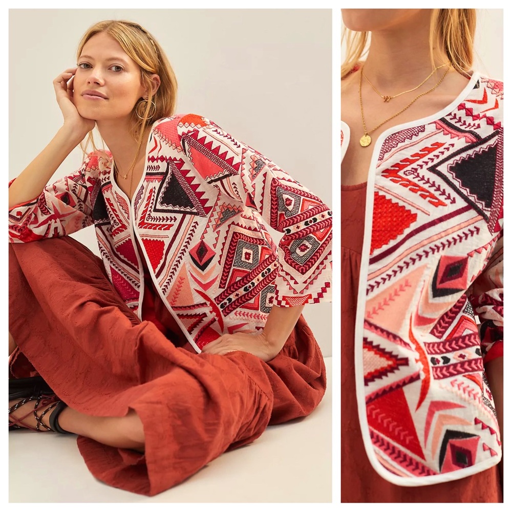 NWT Anthropologie Abstract Geo Quilted Jacket - XS, S